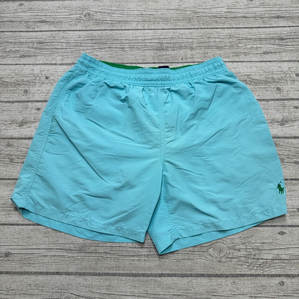 Polo Ralph Lauren Swim Shorts Men's Small Light Blue Mesh Lined Surfer Trunks